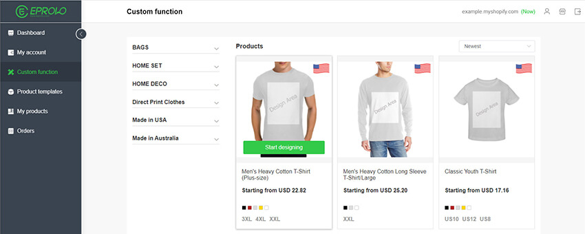 EPROLO POD shopify dropshipping