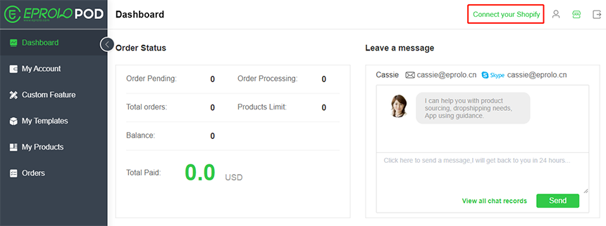 connect your online store Print on demand drop shipping