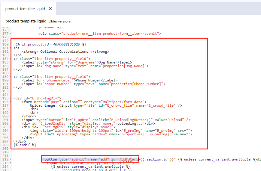 customized code customized code
