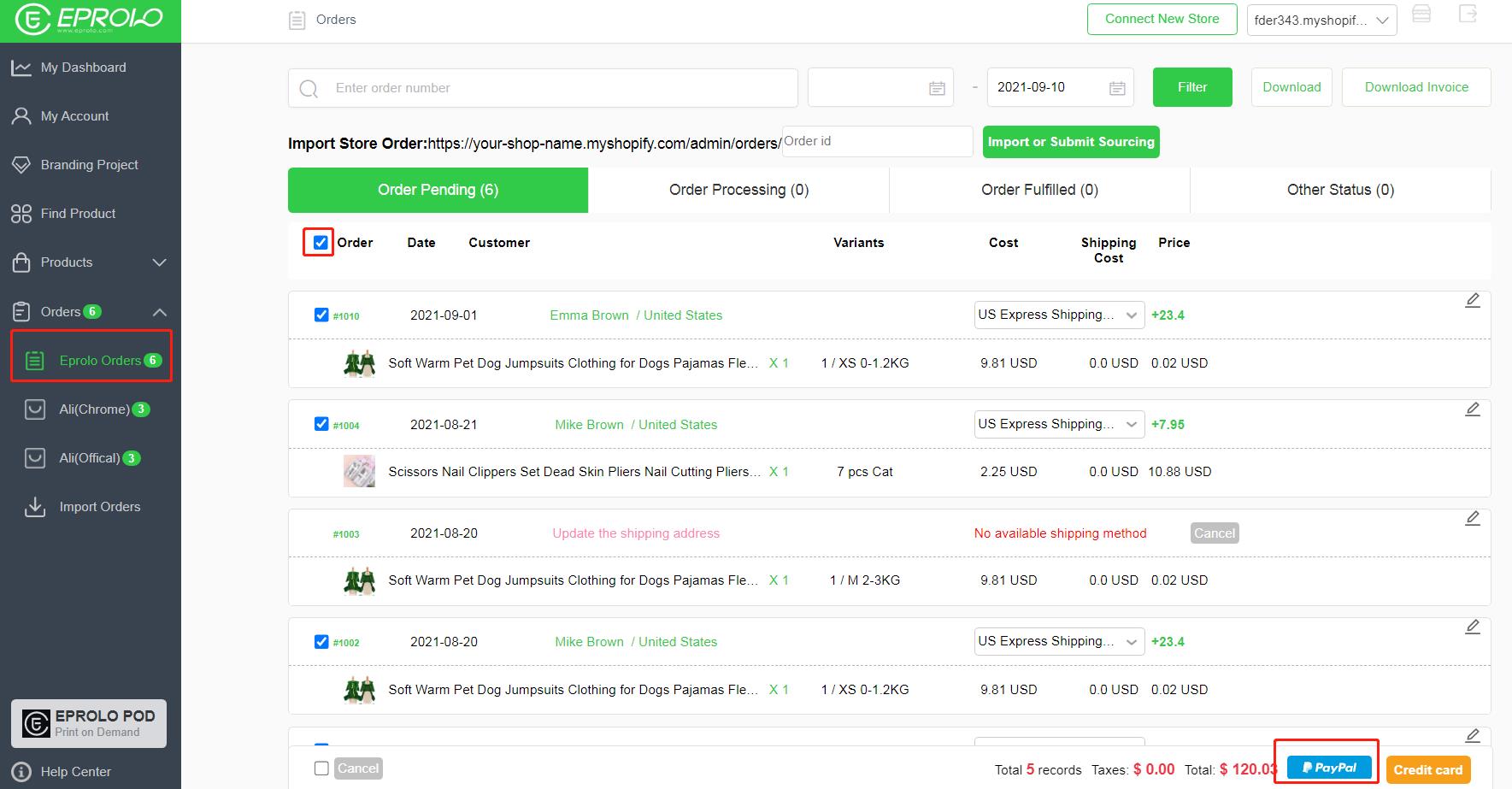 pay orders EPROLO