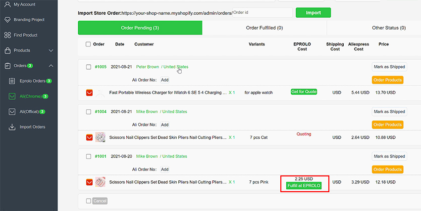 fulfill at EPROLO woocommerce dropshipping