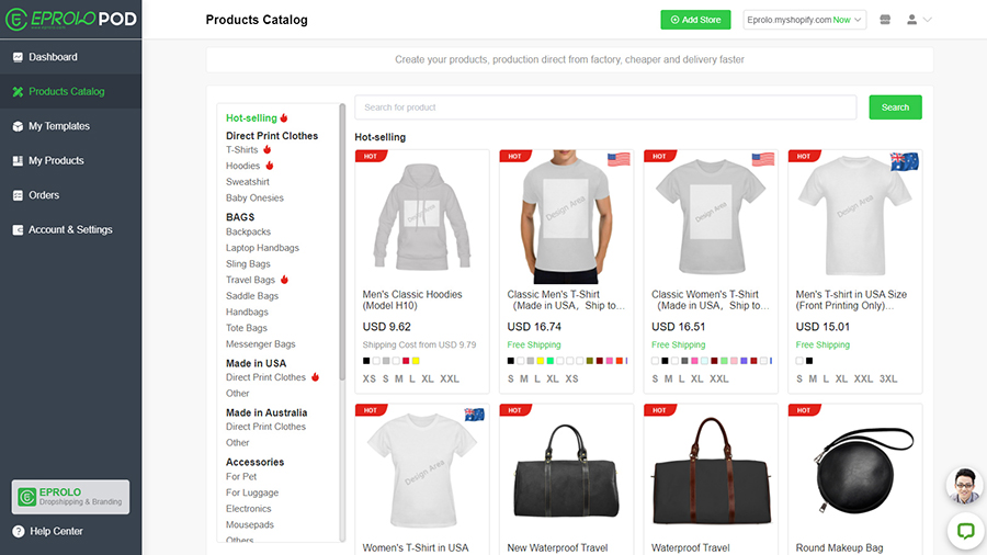 Products Catalog print on demand dropshipping