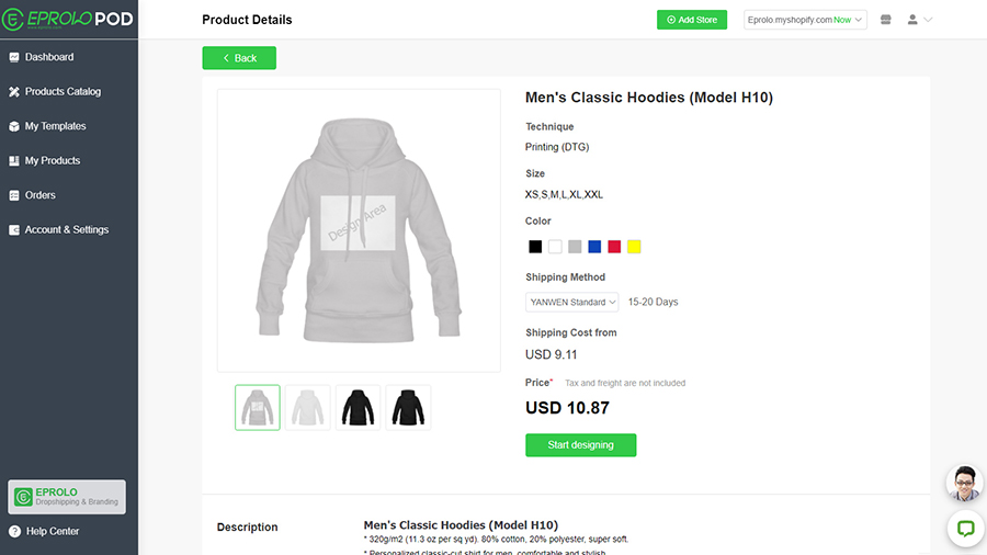 Start designing print on demand dropshipping