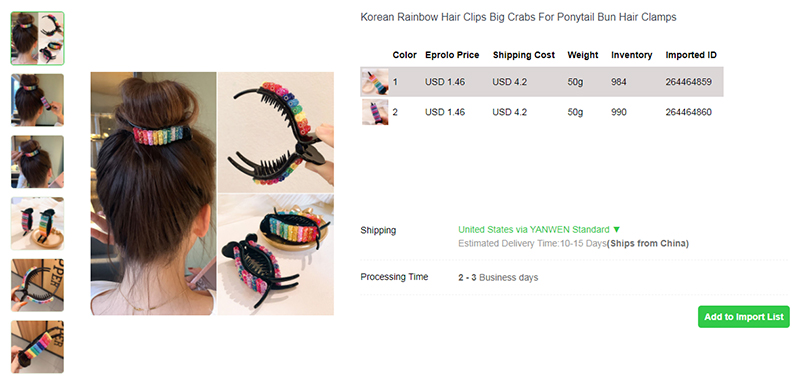 10.5 Rainbow Hair Clips dropshipping christmas