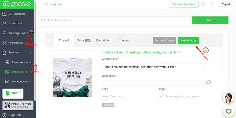 upload-product-tostore t-shirt dropshipping