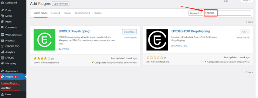 install-eprolo-app-to-woocommerce-store EPROLO dropshipping platform